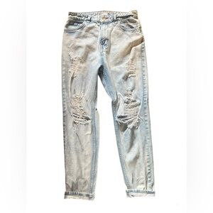 Acid Wash Distressed "Mom" Jeans - Size 5